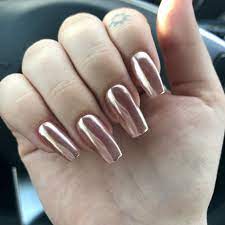 Rose Gold Chrome Nails Gold Chrome Nails Chrome Nails Rose Gold Nail Art