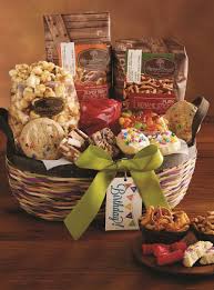 Birthday Gift Baskets For Her Delivery This Happy Birthday Gift Basket Puts Smiles On Every Face It S Filled With Gourmet Cookies Browni Birthday Gift Baskets Happy Birthday Gifts Party Mix Snacks