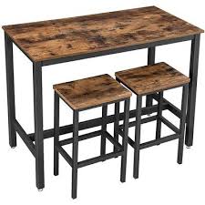 Union Rustic 3 Piece Wooden Top Bar Table Set With Tubular Metal Legs Brown And Black Bar Table Sets Bar Table And Stools Breakfast Bar Table