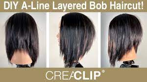 At the salon you the stylist has to comb and section and cut, with the creaclip you can cut all at once. Diy A Line Layered Bob Haircut At Home Youtube