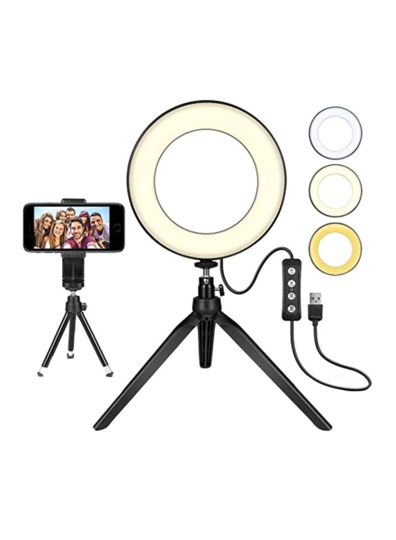 Mini LED Photography Ring Light With Tripod Stand 6inch Wh product image