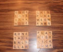 Animal Theme Coasters Scrabble Coasters Set Of 4 With Cork Bottoms Letter Coasters Tile Scrabble Letter Crafts Scrabble Pieces Crafts Scrabble Tile Crafts