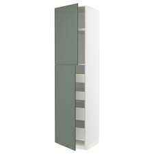 metod maximera white bodarp grey green hi cab w 2 doors 4 drawers 60x60x240 cm ikea lades kast wit