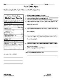 Quiz Over The Food Label School Nutrition Food Labels Life Skills Lessons