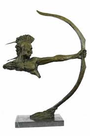 Indian Warrior With Bow And Arrow Bronze Sculpture Bust Sculpture Bronze Sculpture Sculpture