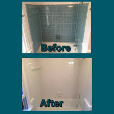 At This House We Reglazed The Tub And The 3 Walls Of Tile Surrounding The Bathtub Please Call Bathroom Makeover Bathroom Repair Painting Bathroom Tiles