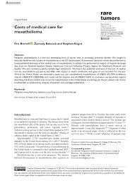 Mesothelioma is a cancer that most commonly starts in the layers of tissue that cover eac. Pdf Costs Of Medical Care For Mesothelioma