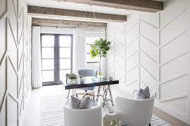 Check spelling or type a new query. Chevron Pattern Wall Panels With Wood Ceiling Beams Transitional Den Library Office
