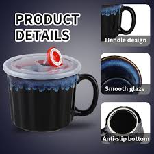 Get free shipping on qualified microwave safe travel mugs & tumblers or buy online pick up in store today in the kitchen department. Buy Koov 20 Ounce Soup Mugs With Handles And Lids Microwave Safe Ceramic Soup Bowls With Lids Large Meal Mug Set Of 4 Reactive Glaze Nebula Blue Online In Indonesia B091f52lq9