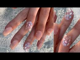 Butterfly Nude Pink Acrylic Nails Speed Through Youtube Thanks to kylie jenner, butterfly patterns over clear acrylic nails have become a thing.