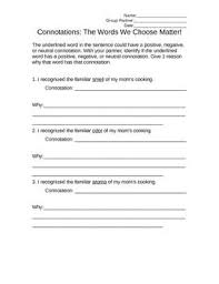 Connotations Worksheet Word Connotation Connotation Worksheets