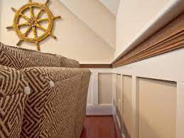 Craftsman wainscot placed at 56 high with plate shelf and corbels within a craftsman window theme. How To Install Shaker Style Wainscot How Tos Diy