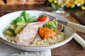 Dinde Au Pesto Rosso Quinoa Et Courgettes Grillees Les Pepites De Noisette Recette Recette Dinde Idee Recette Simple Recette