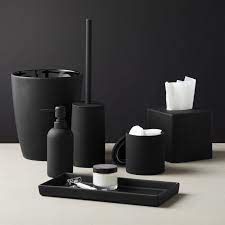 Our bathroom accessories category offers a great selection of bathroom canisters and more. Rubber Coated Black Bath Accessories Cb2