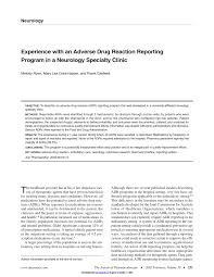 Pdf Experience With An Adverse Drug Reaction Reporting