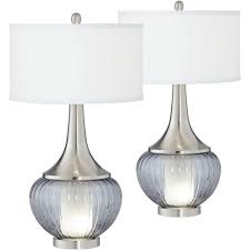 360 Lighting Courtney Metal And Glass Night Light Table Lamps Set Of 2 Target
