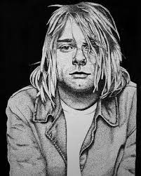 The drawing has been aged at the edges and affixed to a wood board. Kurt Cobain Dot Work Drawing Etsy In 2021 Kurt Cobain Art Nirvana Art Kurt Cobain