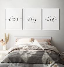 Lets Stay In Bed Bedroom Quote Print Set Of 3 Above Bed Art Etsy Above Bed Decor Bedroom Art Above Bed Bedroom Artwork