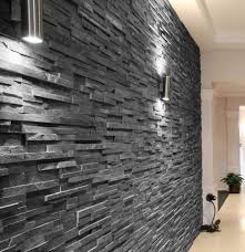 Slate Black Split Face 1560 Wall Tile An Interlocking Natural Stone Tile Of Black Slate With A Stone Walls Interior Stone Wall Cladding Exterior Wall Cladding