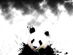 Panda wallpaper, monochrome, white, black, simple, black background. Awesome Panda Wallpaper Hd Black Background Photos