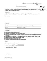 Easy To Use Lab Report That Walks Students Through An Activity To Melt An Ice Cube To See Whether Or Not Mass Conservation Of Mass Teaching Science Activities