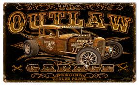 Hot rod garagehot rod garagehot rod garage. Outlaw Hot Rod Garage Art Metal Sign By Steve Mcdonald 18x30 Reproduction Vintage Signs