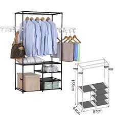Woltu Penderie A Vetement Avec 4 Etageres Portant A Vetements Armoire De Rangement Etagere De Rengement 87x44x158cm Armoire Rangement Rangement Etagere Tissu