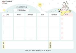 Mes Menus De La Semaine A Imprimer Licorne Organisation Kit