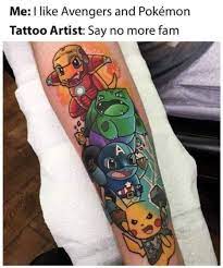 It S Ironmander Hulkasaur Captain Squirtle And Thorachu Who S Your Favourite Avengers Pokemon Iro Pokemon Tattoo Funny Disney Characters Avengers Tattoo