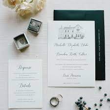 Wedding Invitation With Venue Illustration Classic Wedding Invitations Invitations Pink Champagne