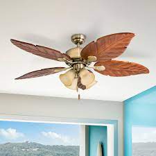 Get it as soon as tue, aug 3. Bay Isle Home 52 Mcbride 5 Blade Leaf Blade Ceiling Fan With Pull Chain And Light Kit Included Reviews Wayfair