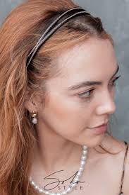 Soho Style Thin Crystal Black Headband Amber