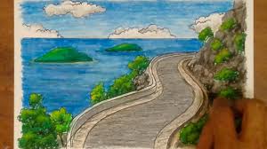 Mulai dari gambar alam, gunung, pantai, laut, sungai gambar pemandangan. Cara Menggambar Dan Mewarnai Pemandangan Laut Dan Gunung Sea And Mountain Scenery Youtube