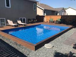 Rectangle semi inground pool deck. Semi Inground Pools Prestige