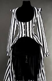 Beetlejuice Black And White Striped Suit Women S Victorian Cutaway Coat Ladies Black White Striped Victorian Gothic Tail Coat Jacket 9 To Kleidung Kostume Damen Steampunk Kleidung Frauen