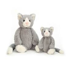 Introducing The Bashful Cat By Jellycat Coming In Two Sizes With A Super Soft Light Grey Coloured Body Cream Inner Ear Jellycat Jellycat Toys Cat Soft Toy