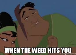 When The Weed Hits You Pacha Weed Face Meme Generator
