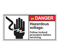 ANSI Z535 Safety Labels - Hazardous Voltage Follow Lockout Procedure