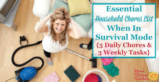 Essential Household Chores List When In Survival Mode 5 Daily Chores 3 Weekly Tasks
