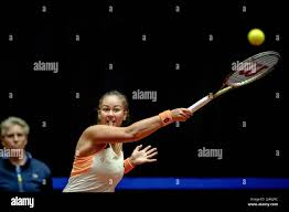 DEN BOSCH - Lesley Pattinama-Kerkhove (Netherlands) in action against Sara  Sorribes Tormo (Spain) during the singles match of the qualifying round of  the Billie Jean King Cup. The Dutch tennis players will