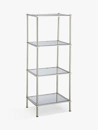 These shelves can be put to use for storing your different bath products. John Lewis Partners 4 Tier Rust Resistant Stainless Steel And Glass Bathroom Shelf Unit At John Lewis Partners