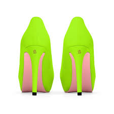 Ronin Bright Neon Green Solid Color Print Designer Women S Platform 4 Heidi Kimura Art Llc Cute High Heels Green Heels Pleather