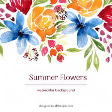 Summer flowers bring joy, freshness and fragrance to your garden. Free Vector Watercolor Summer Flowers Background