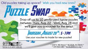 Complex and artistic jigsaw puzzles make great commemorative gifts, corporate promotions or educational toys. Keokuk Events Puzzle Swap