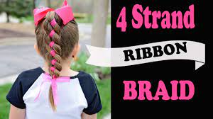 4 Strand Ribbon Braid Simple Hairstyles With Ribbon Ribbon Hairstyle Ribbon Braids Hair Styles