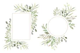 Download Floral Frames With Beautiful Watercolor Leaves Nohat Free For Designer