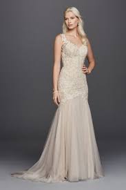 Beaded Venice Lace Trumpet Wedding Dress David S Bridal Trumpet Wedding Dress Lace Scalloped Wedding Dresses Ball Gowns Wedding