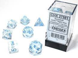 Borealis luminary dice have all the classic polyhedral shapes you need: Borealis Icicle Light Blue With Luminary Awesome Dice