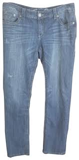 Seven7 Blue Distressed Straight Leg Jeans Size 16 Xl Plus 0x