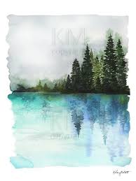 Watercolor (american english) or watercolour (british english; Misty Waters Blue Watercolor Painting Forest Print Nature Etsy In 2021 Watercolor Landscape Paintings Nature Watercolor Painting